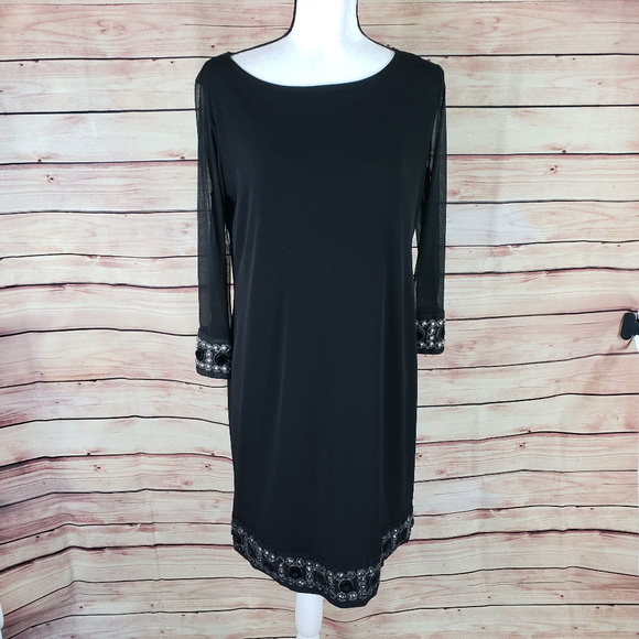Tiani B Black Jeweled Cocktail Dress Size 10 - Picture 1 of 8